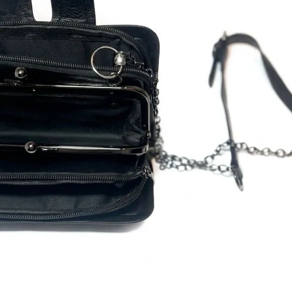 Black Studded Festival Crossbody Bag - Rhinestone Buckle Wallet Clutch - Picture 6 of 9